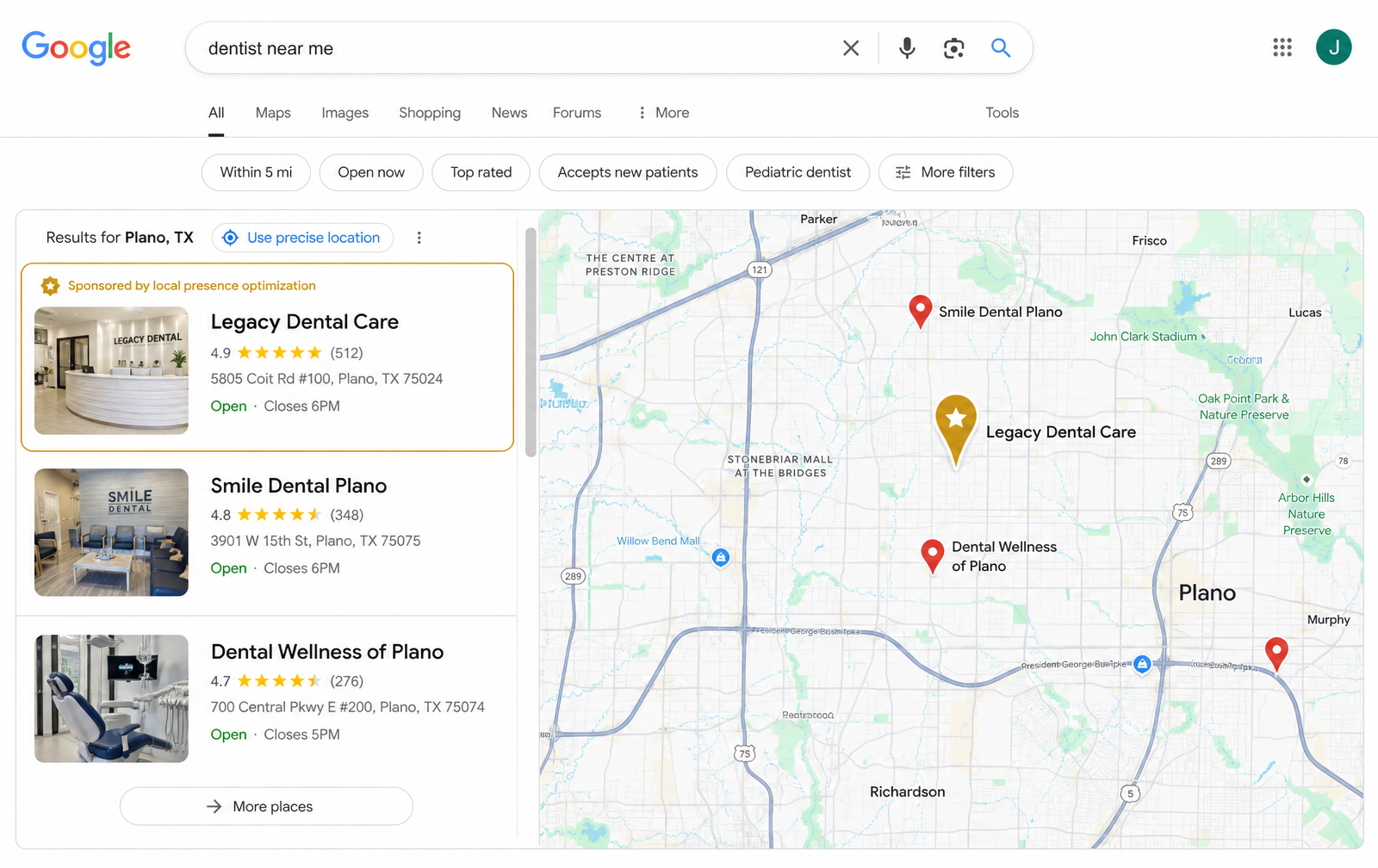 Local map search results for a mental health practice