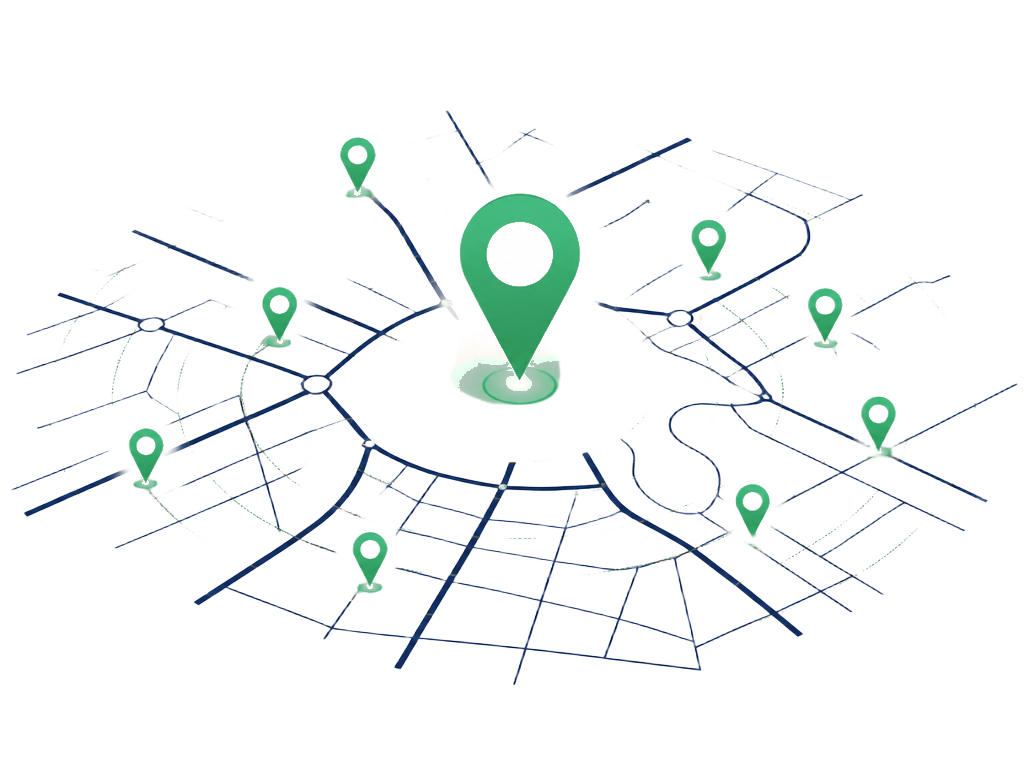 Local map with business ranking pins